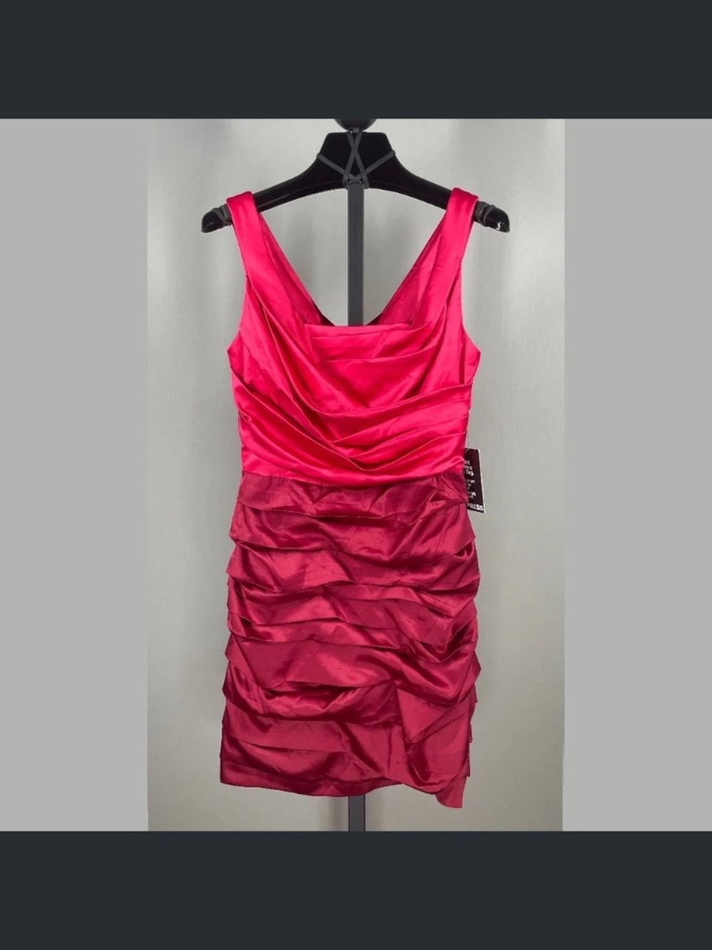 NEW Express Dress Womens 4 red pink satin pencil cocktail colorful classic